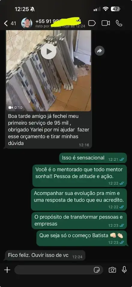 Captura de un alumno agradeciendo después de cerrar su primer trabajo